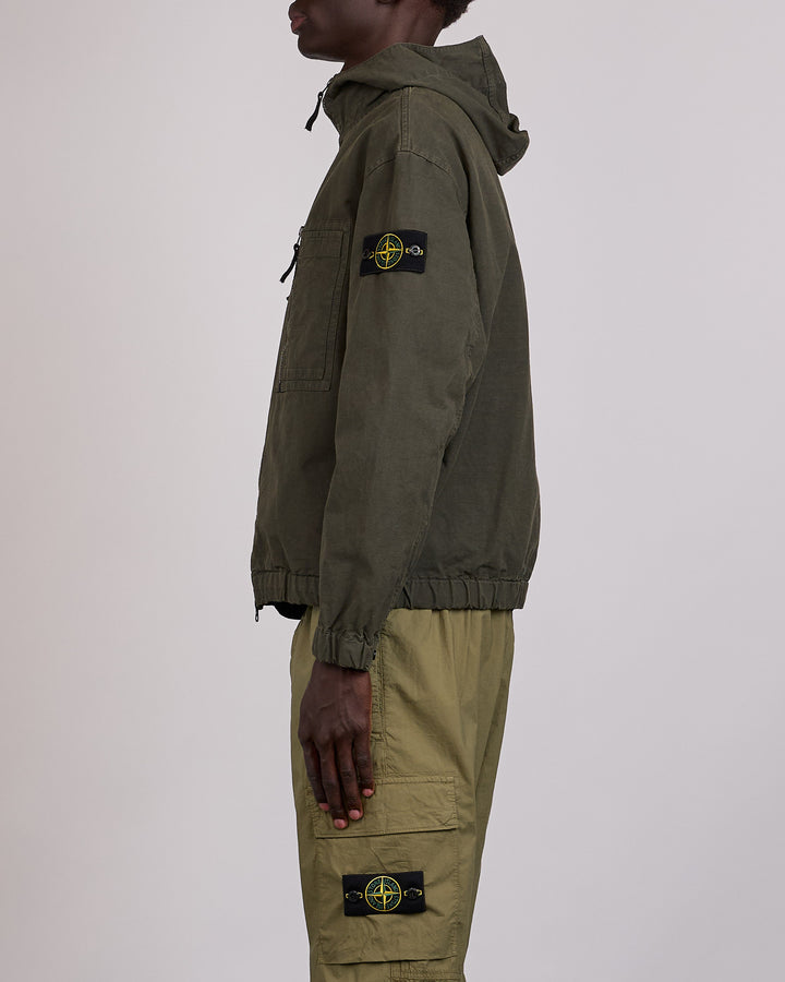 Stone Island Organic Cotton Ripstop Zip Jacket Coal