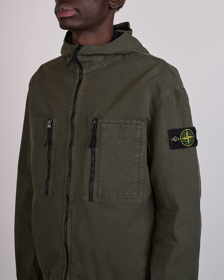 Stone Island Organic Cotton Ripstop Zip Jacket Coal