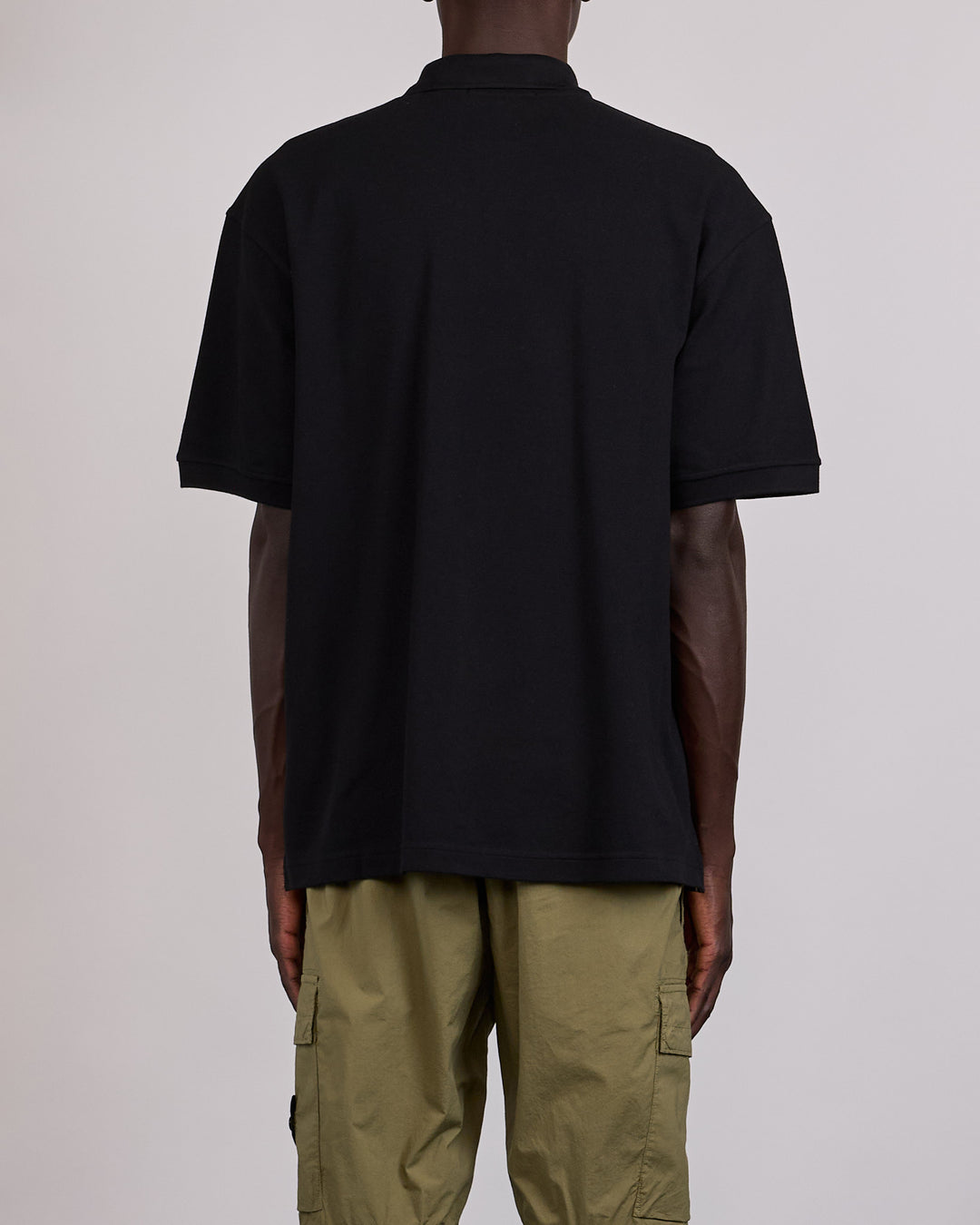 Stone Island Organic Pique Chest Logo Polo Black