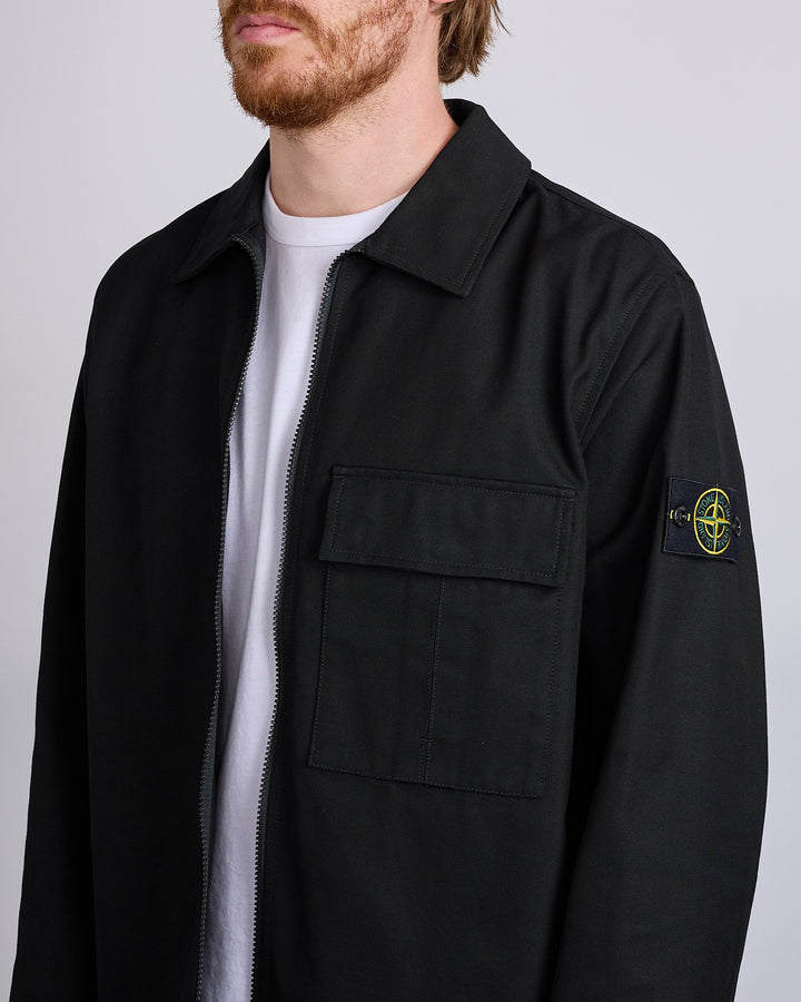 Stone Island Panama Cotton Cargo Overshirt Black