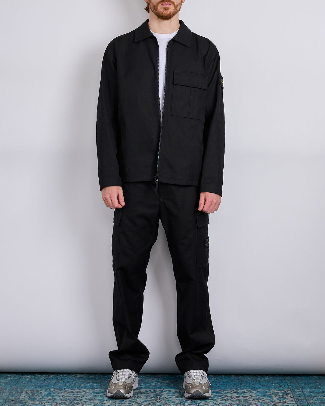 Stone Island Panama Cotton Cargo Overshirt Black