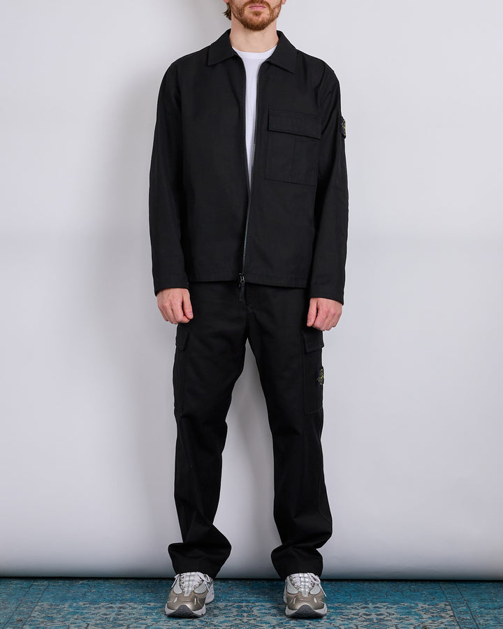 Stone Island Panama Cotton Cargo Overshirt Black
