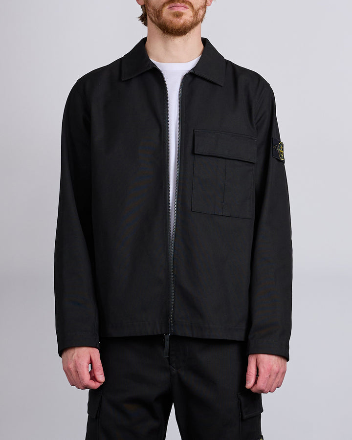Stone Island Panama Cotton Cargo Overshirt Black