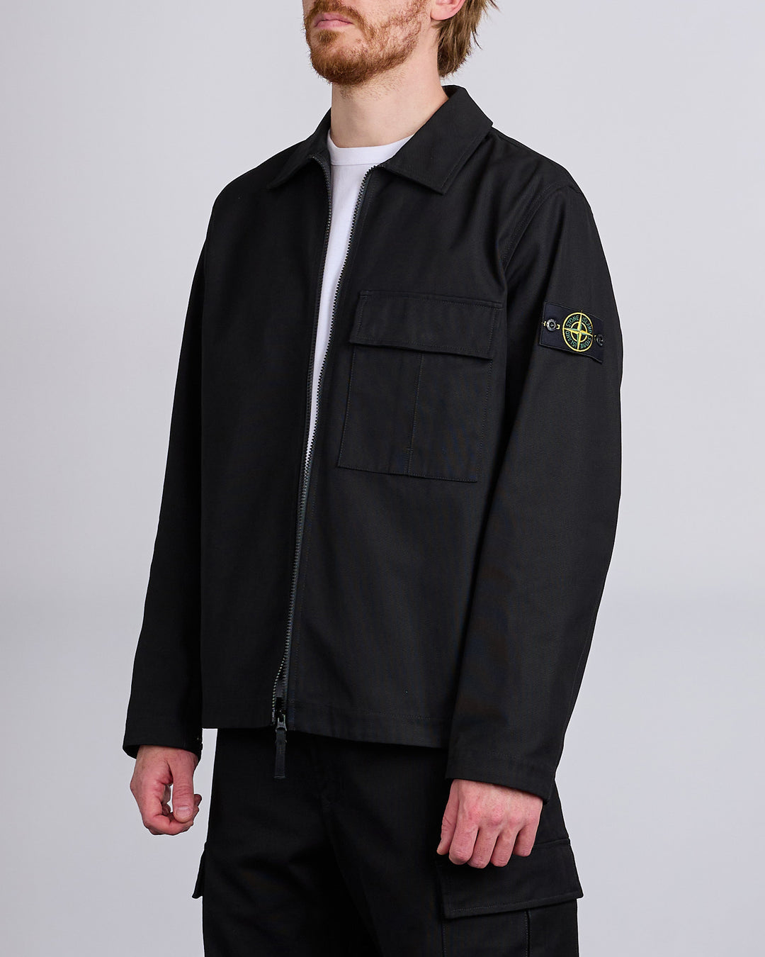 Stone Island Panama Cotton Cargo Overshirt Black