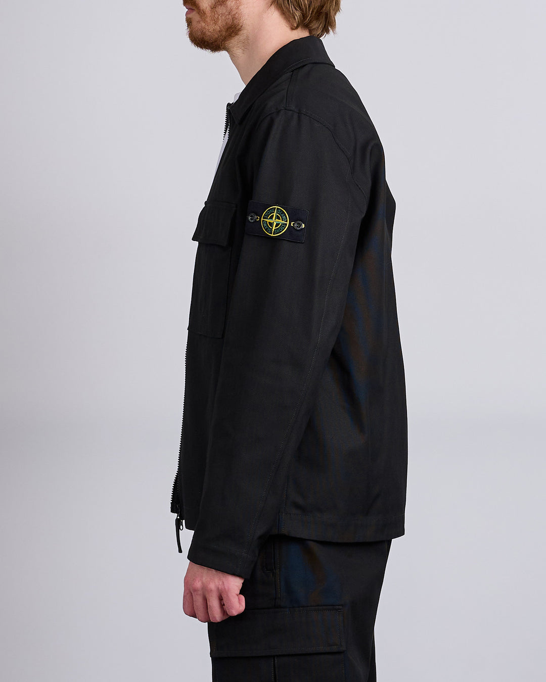 Stone Island Panama Cotton Cargo Overshirt Black