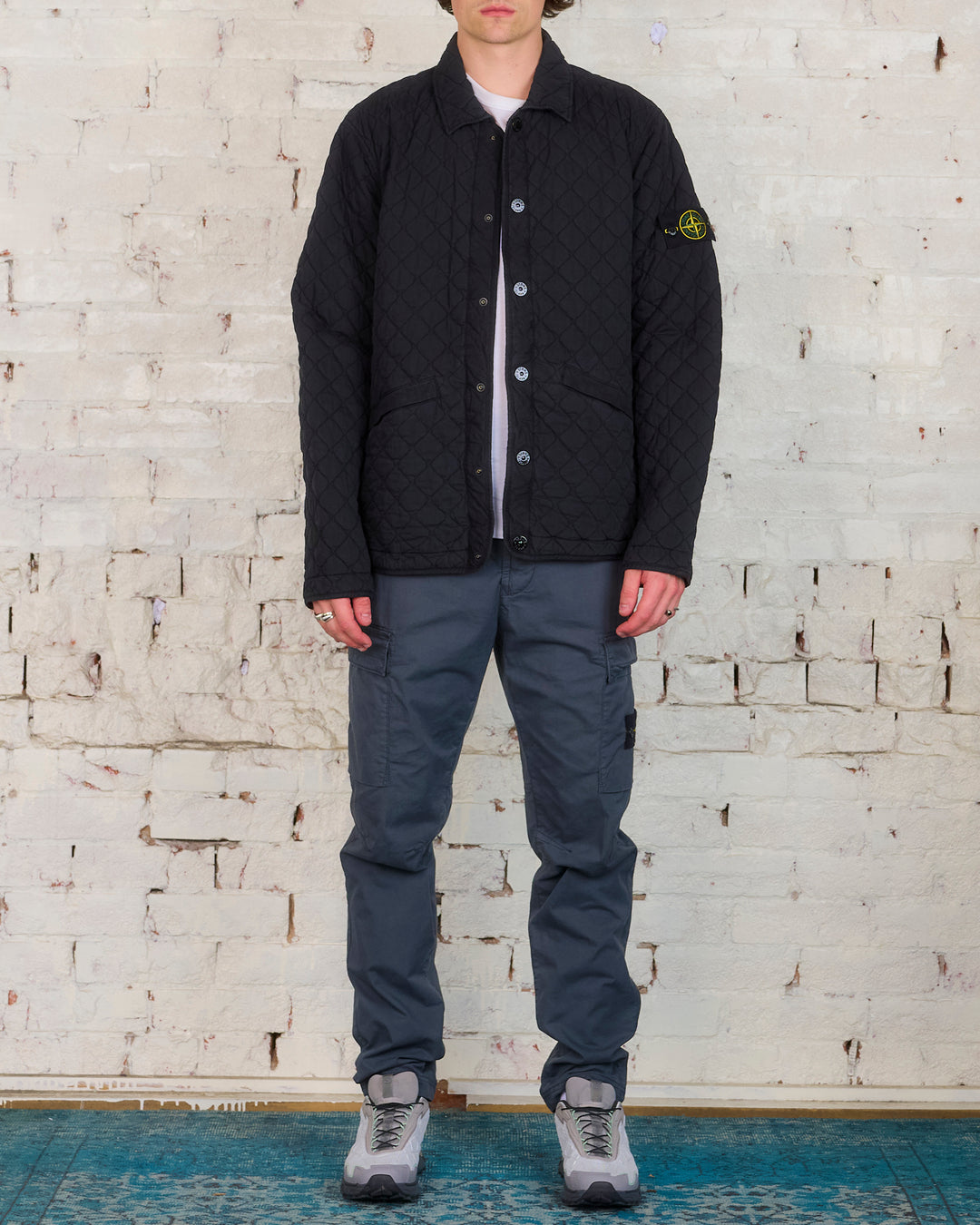 Stone Island Quilted-TC Button Coat Black