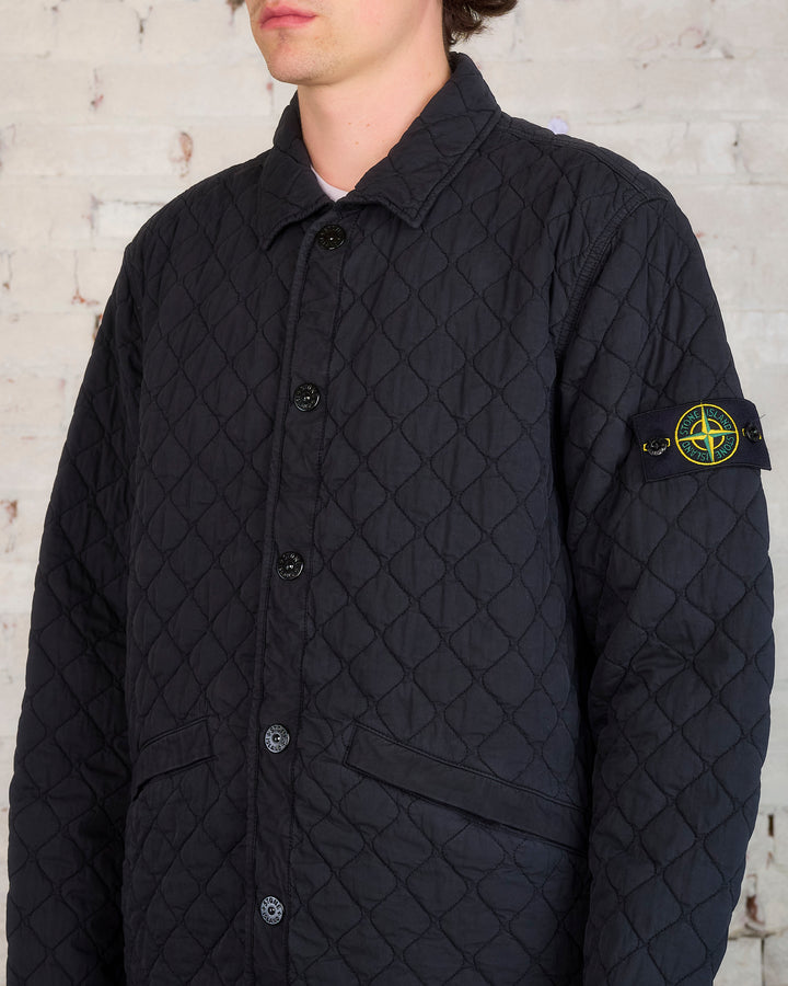 Stone Island Quilted-TC Button Coat Black