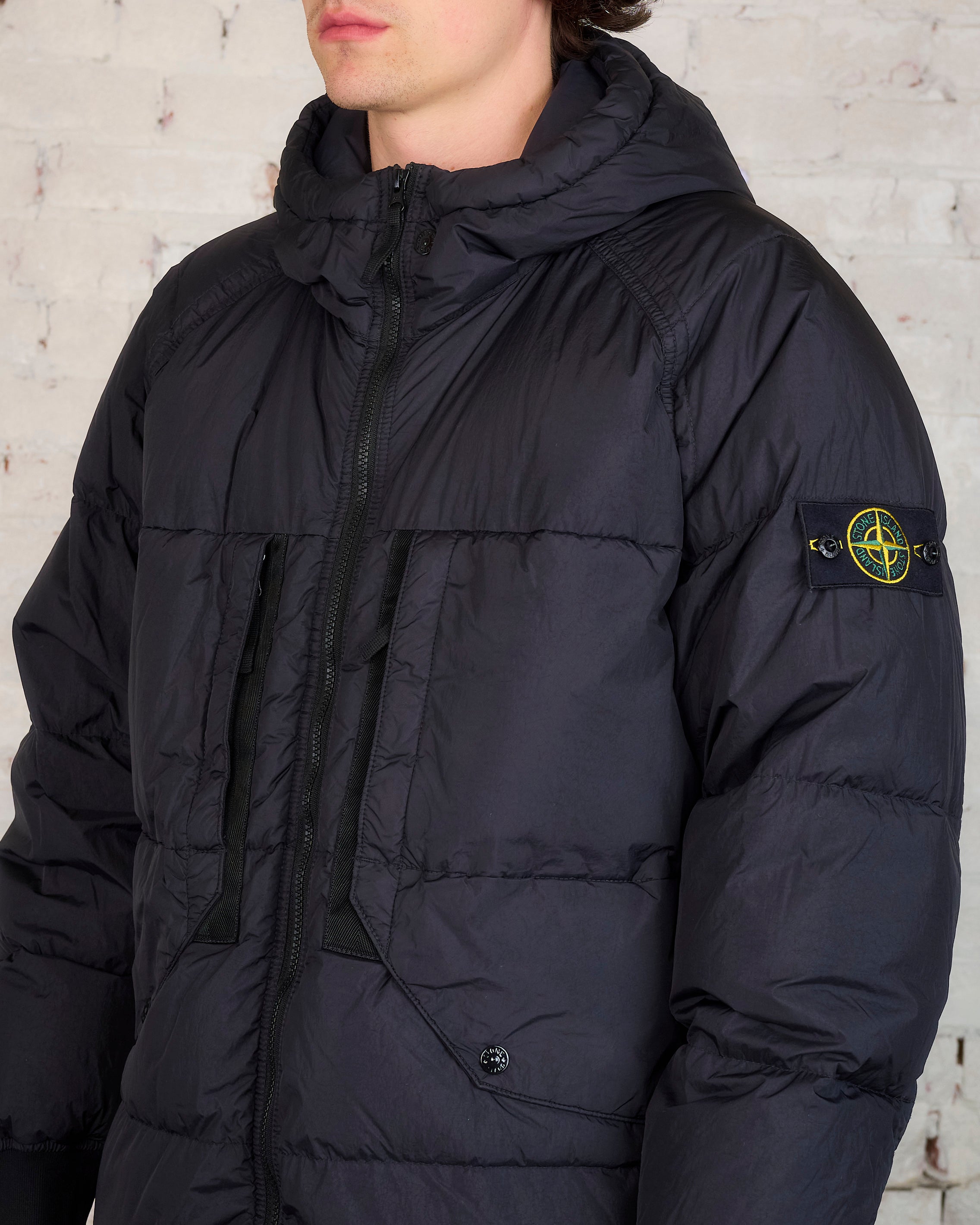 Stone Island Recycled Crinkle Reps Down Jacket Black