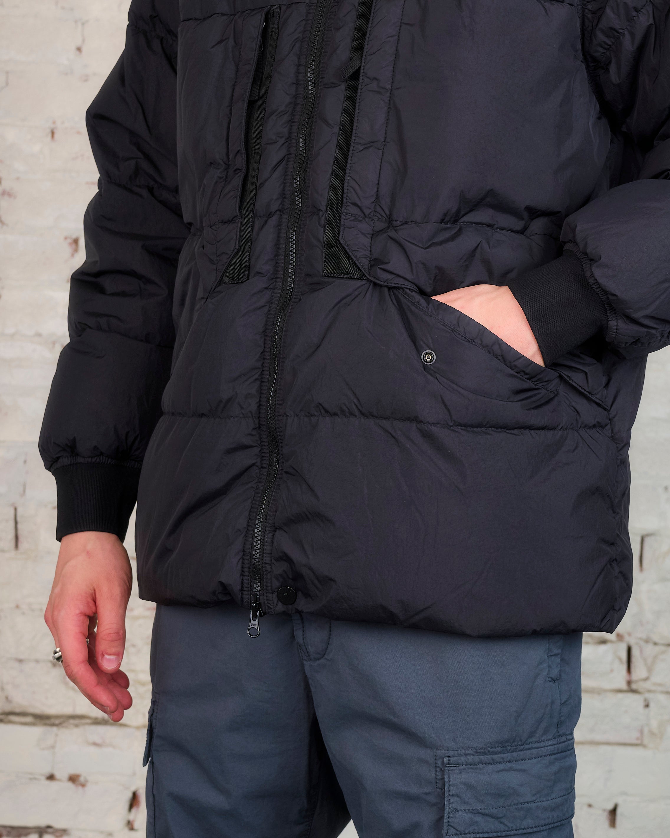 Stone Island Recycled Crinkle Reps Down Jacket Black