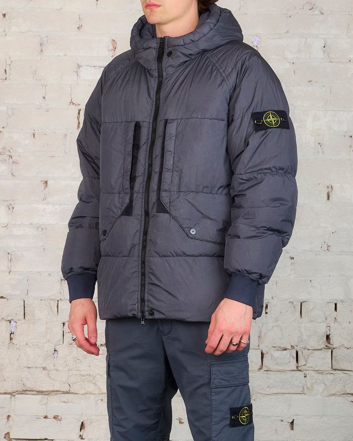 Stone Island Recycled Crinkle Reps Down Jacket Lead Grey
