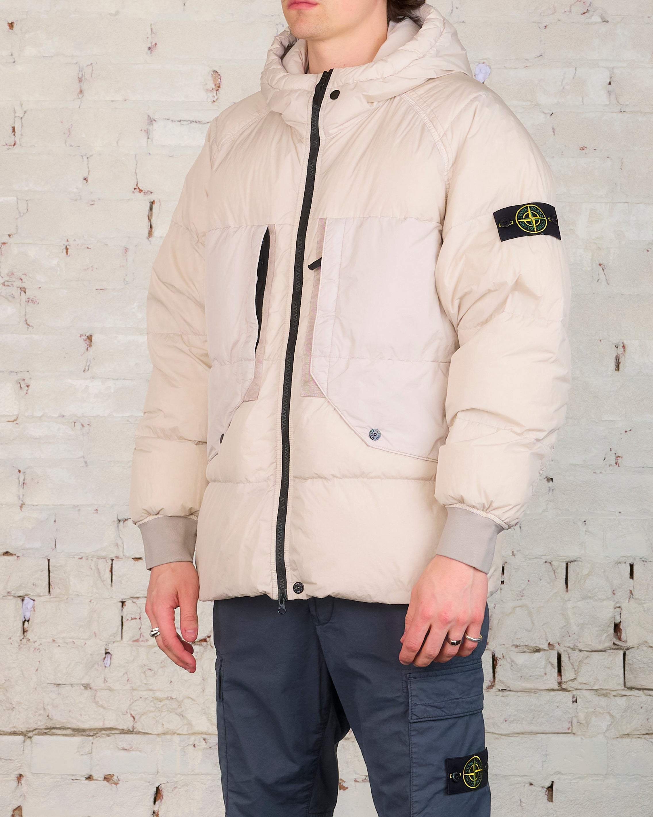 Stone Island Recycled Crinkle Reps Down Jacket Plaster