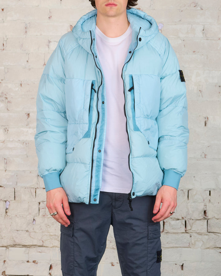 Stone Island Recycled Crinkle Reps Down Jacket Sky Blue