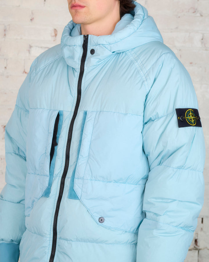Stone Island Recycled Crinkle Reps Down Jacket Sky Blue