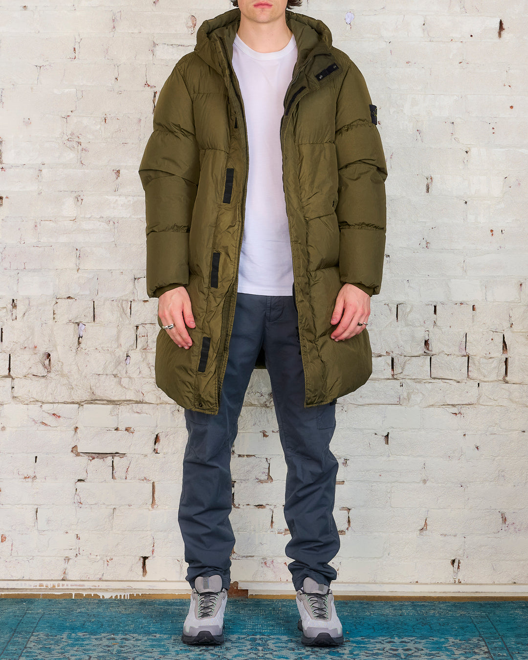 Stone Island Recycled Crinkle Reps Down Parka Olive