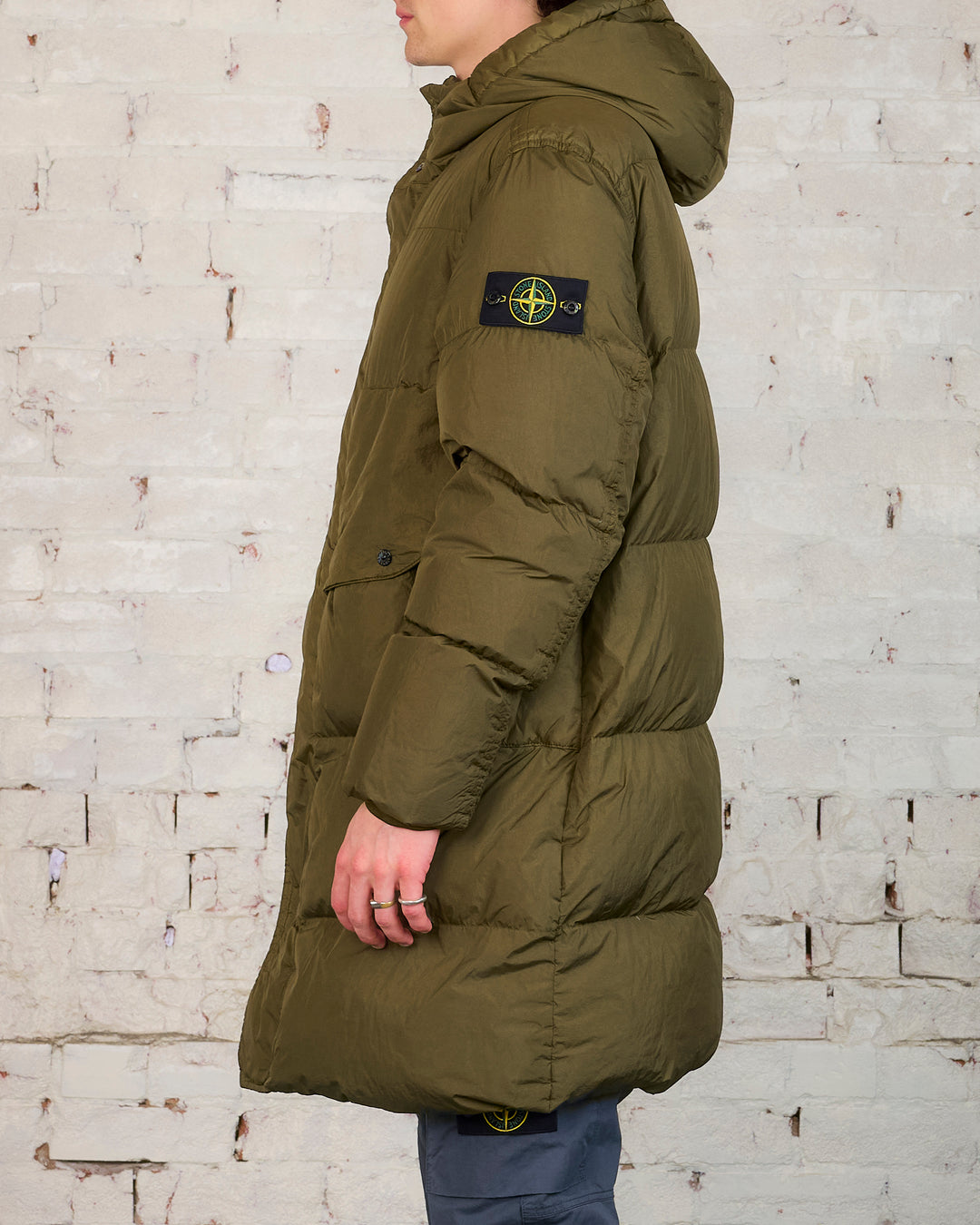 Stone Island Recycled Crinkle Reps Down Parka Olive