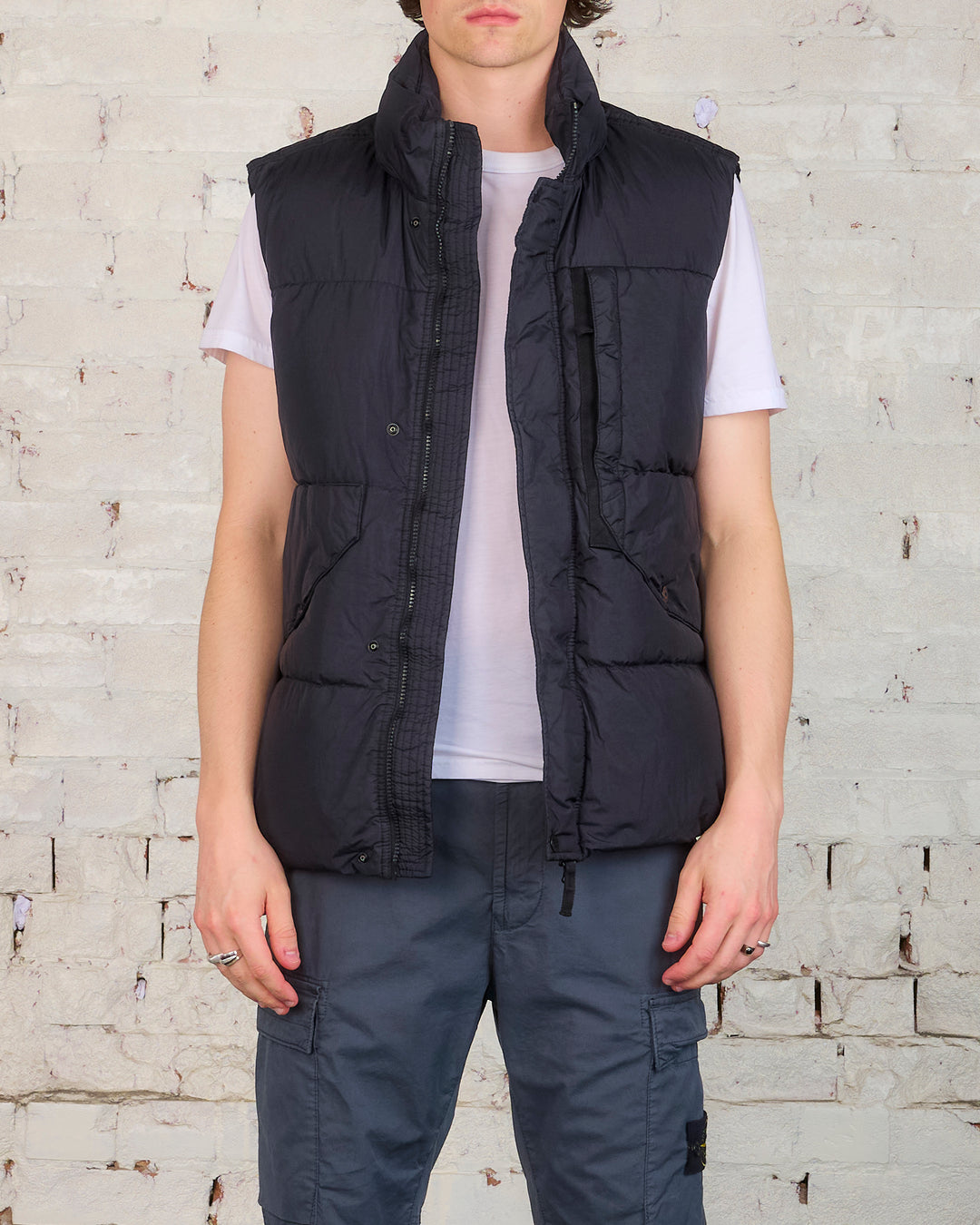 Stone Island Recycled Crinkle Reps Down Vest Black