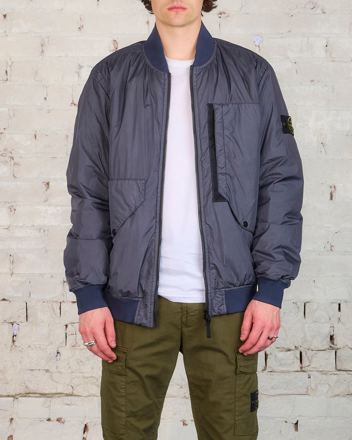 Stone Island Recycled Crinkle Reps Zip Pocket Bomber Lead Grey