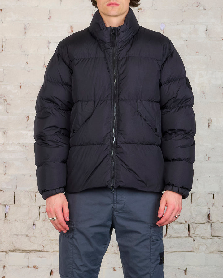 Stone Island Recycled Crinkle Stand Collar Down Jacket Black