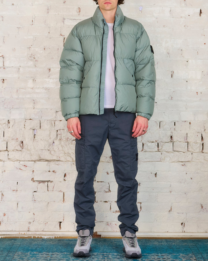 Stone Island Recycled Crinkle Stand Collar Down Jacket Sage