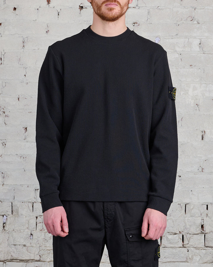 Stone Island Ribbed Cotton/Nylon Sweater Black