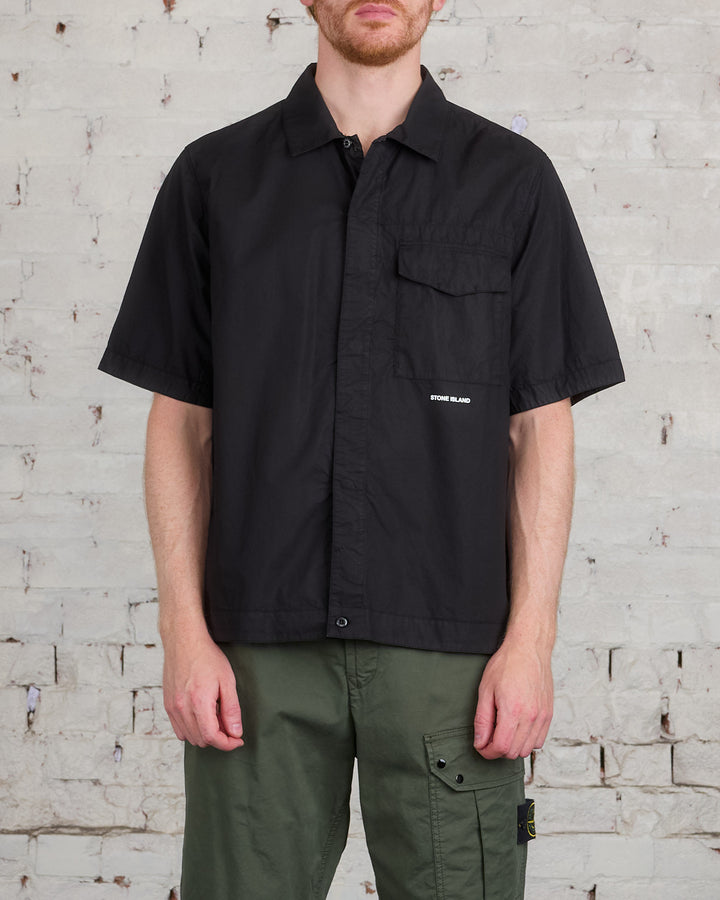 Stone Island Short Sleeve Wordmark Overshirt Black