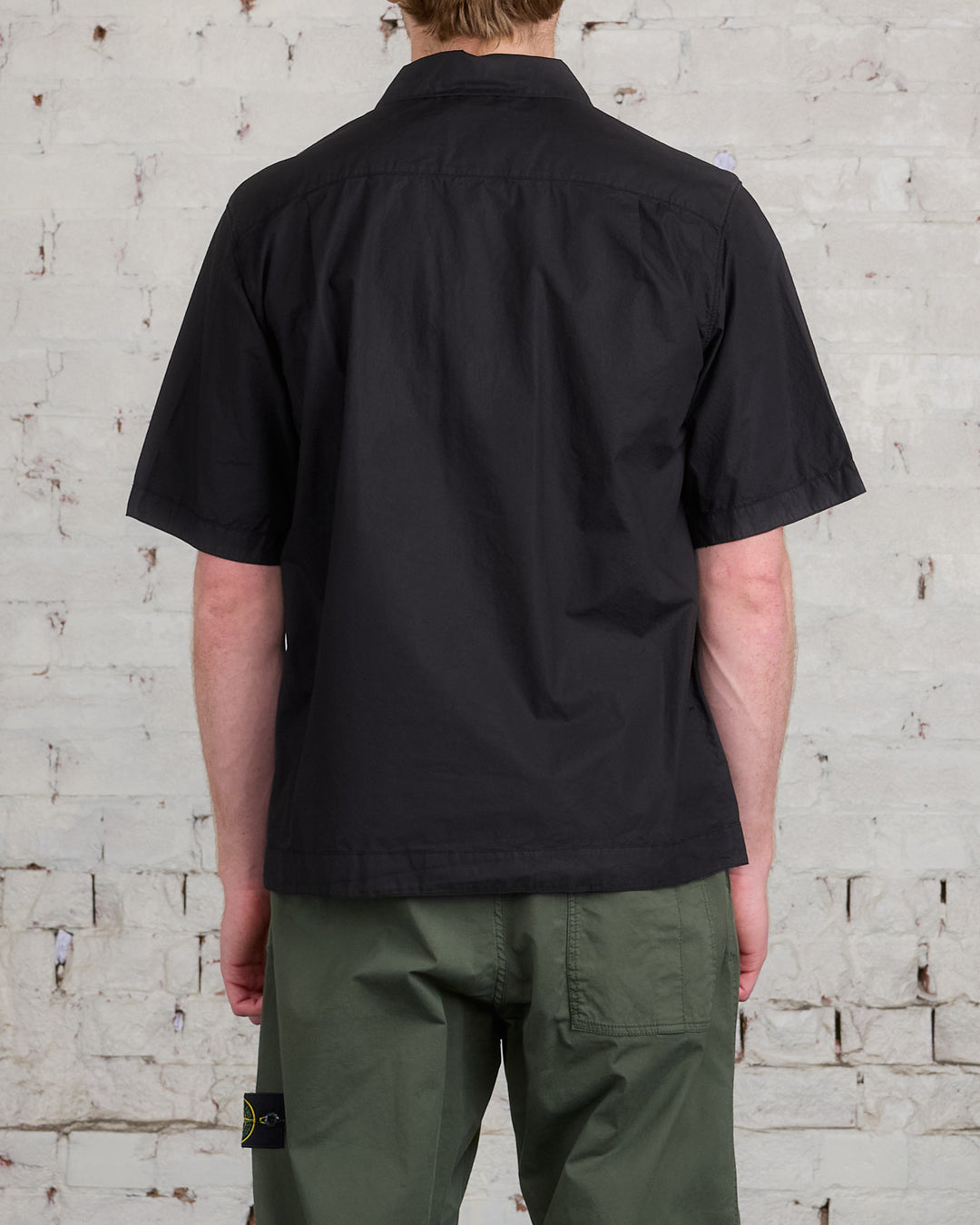 Stone Island Short Sleeve Wordmark Overshirt Black