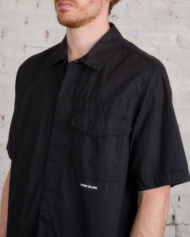 Stone Island Short Sleeve Wordmark Overshirt Black