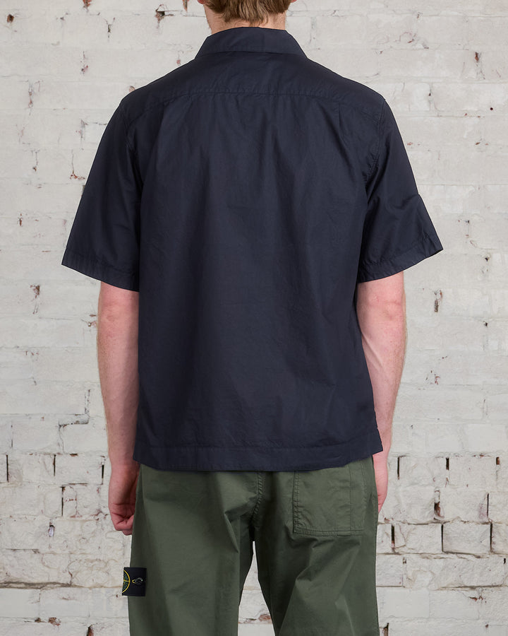 Stone Island Short Sleeve Wordmark Overshirt Navy Blue