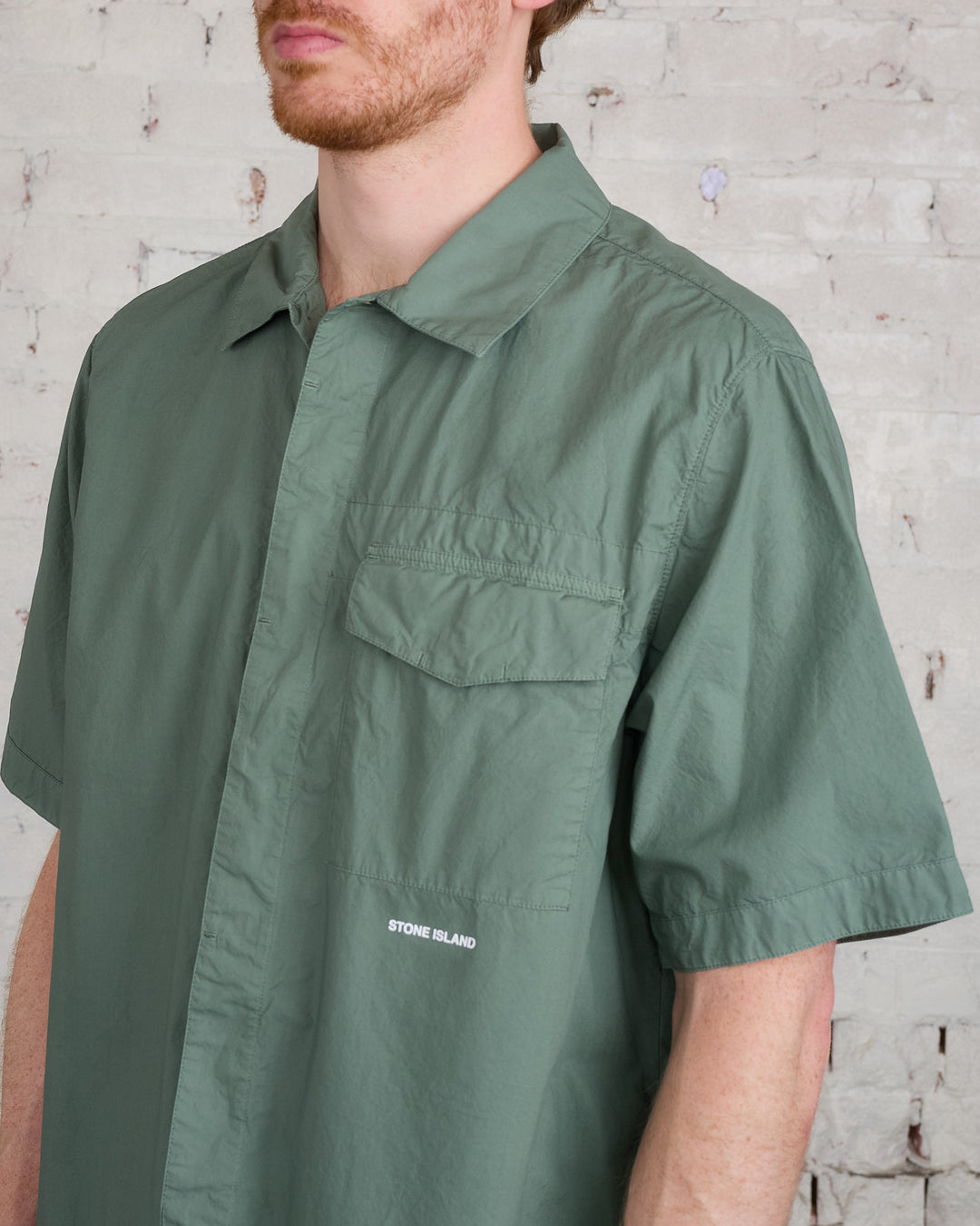 Stone Island Short Sleeve Wordmark Overshirt Musk