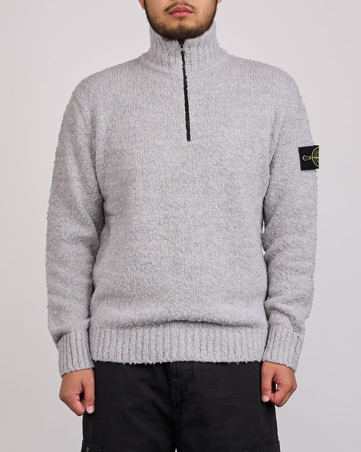 Stone Island Speckle Wool Nylon Zip Pullover Grey Melange