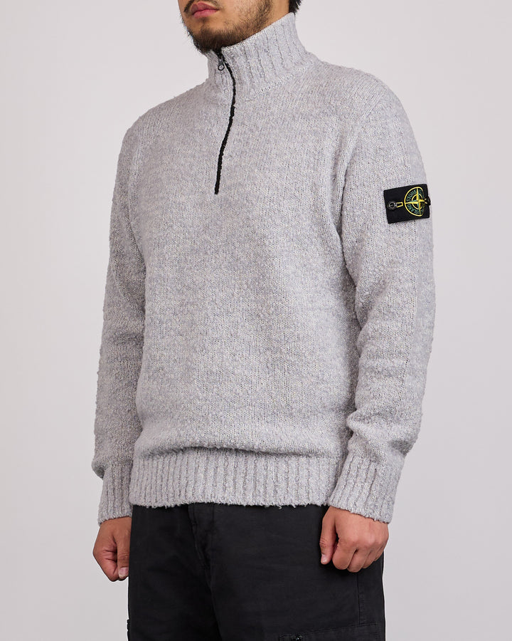 Stone Island Speckle Wool Nylon Zip Pullover Grey Melange