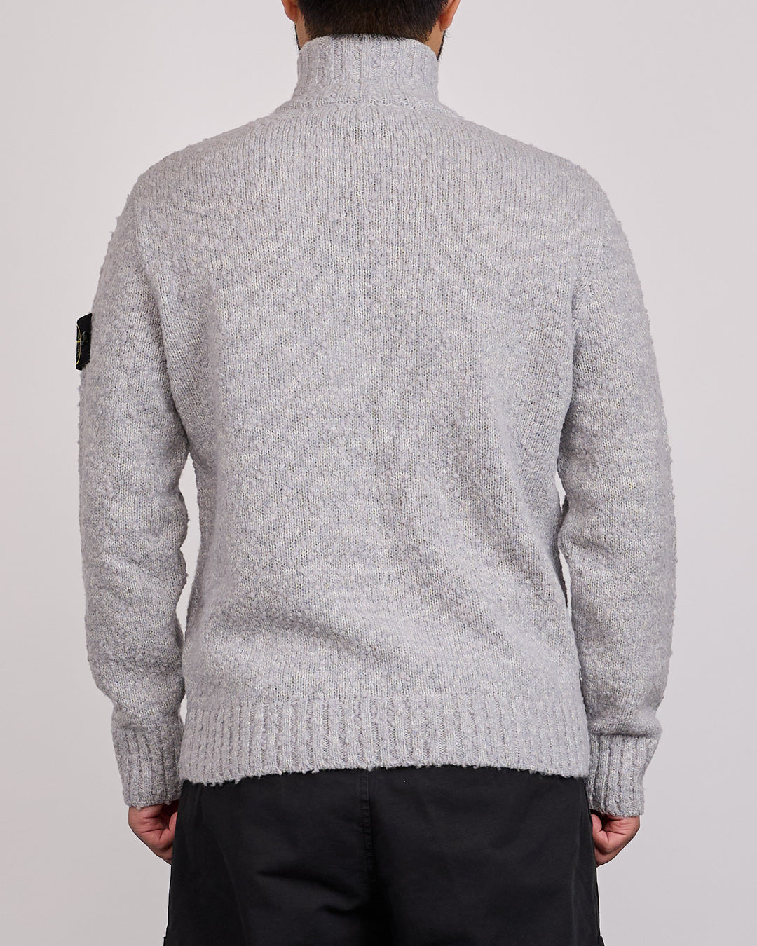 Stone Island Speckle Wool Nylon Zip Pullover Grey Melange