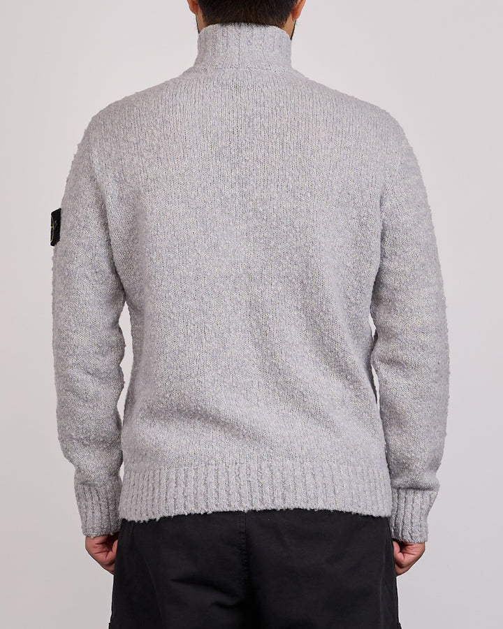 Stone Island Speckle Wool Nylon Zip Pullover Grey Melange