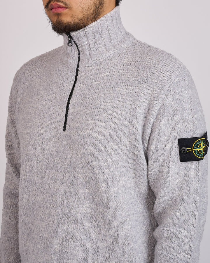 Stone Island Speckle Wool Nylon Zip Pullover Grey Melange