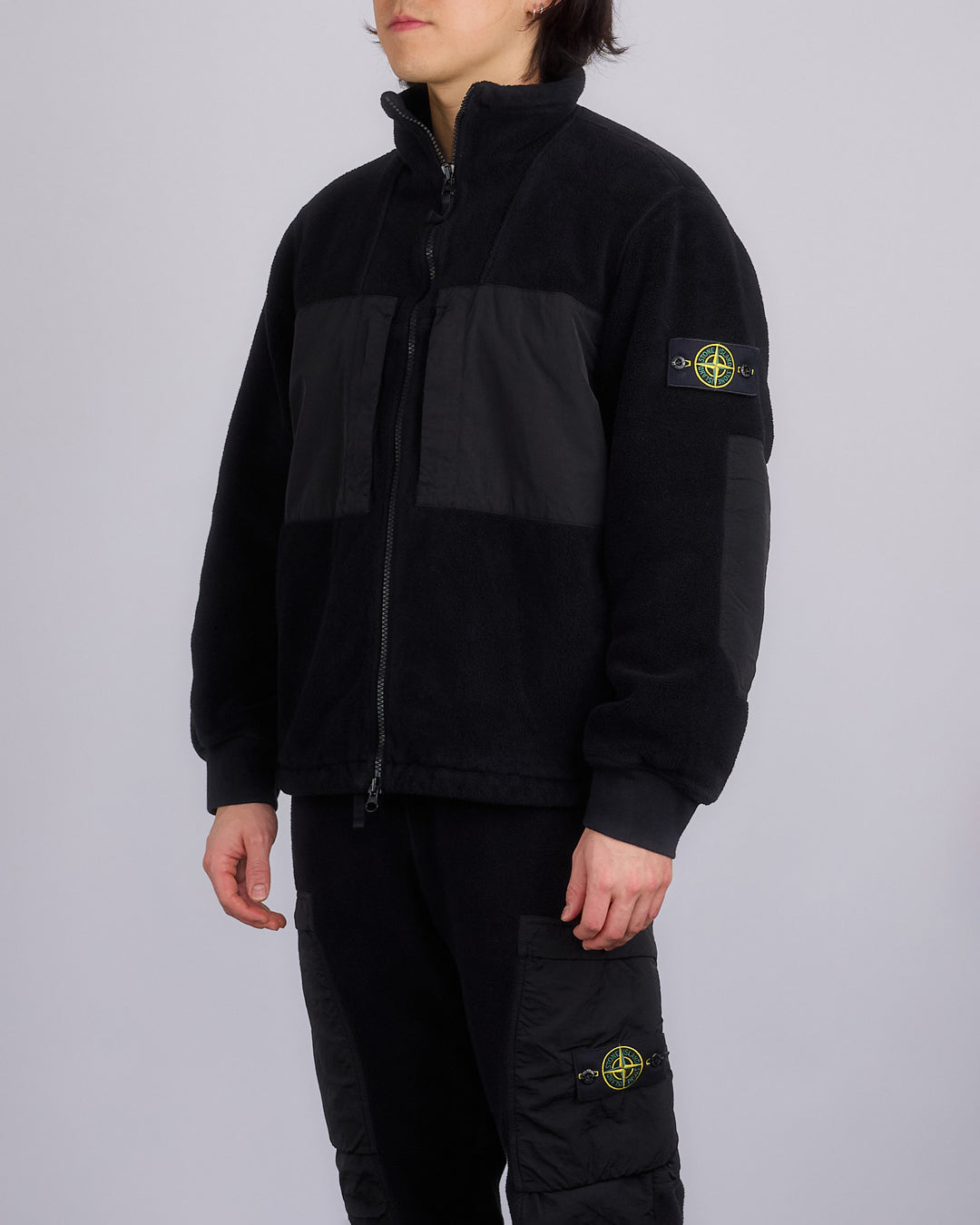 Stone Island Teddy Fleece Zip Jacket Black