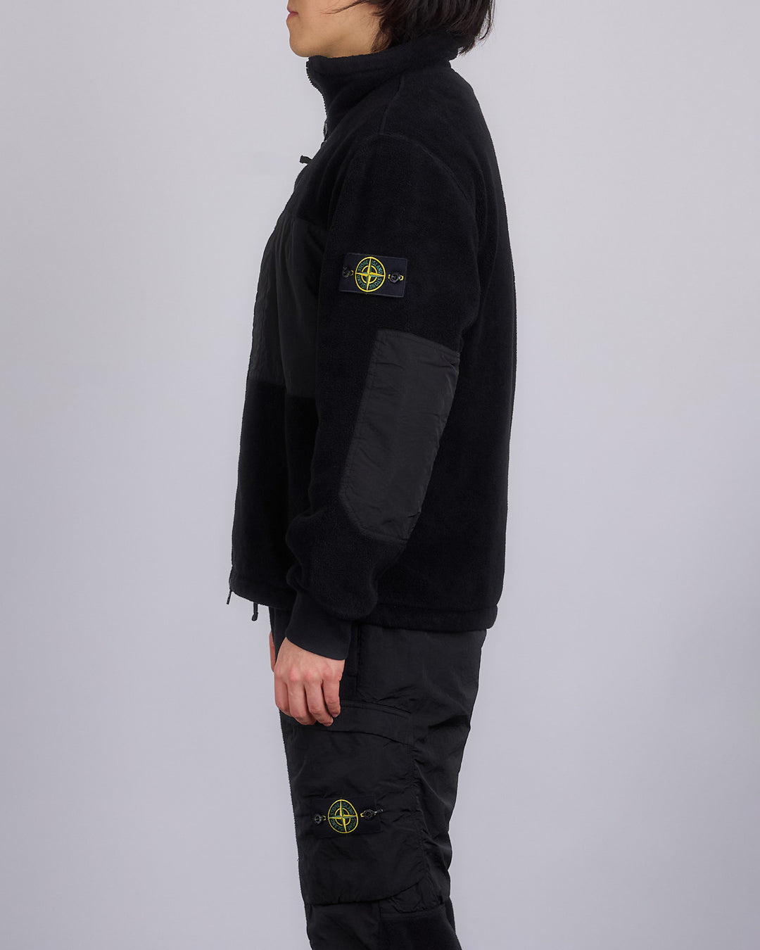 Stone Island Teddy Fleece Zip Jacket Black