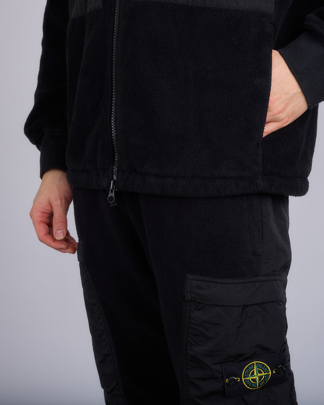 Stone Island Teddy Fleece Zip Jacket Black