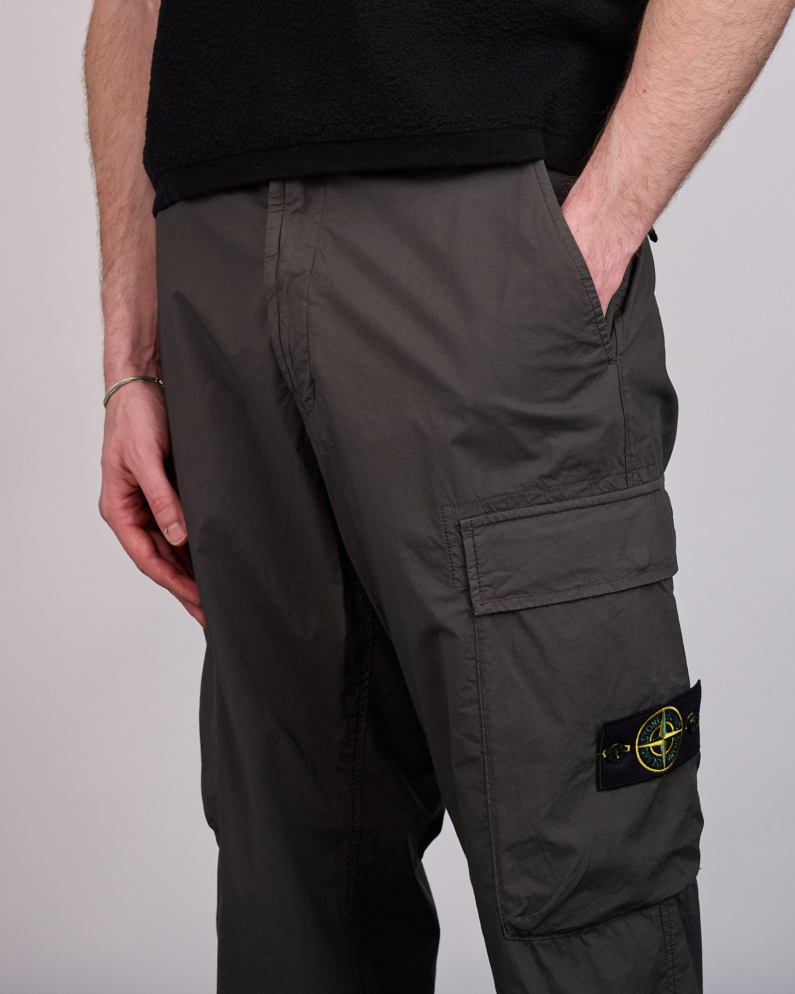 Stone Island Tela Stretch Parachute Relaxed Cargo Pant Charcoal