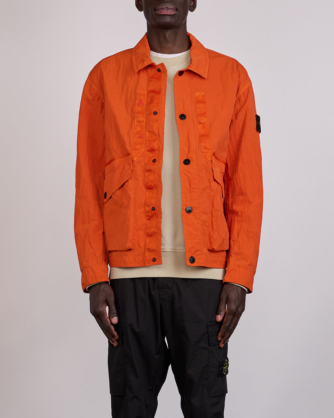 Stone Island Warp Rib Nylon-TC Cargo Jacket Burnt Orange