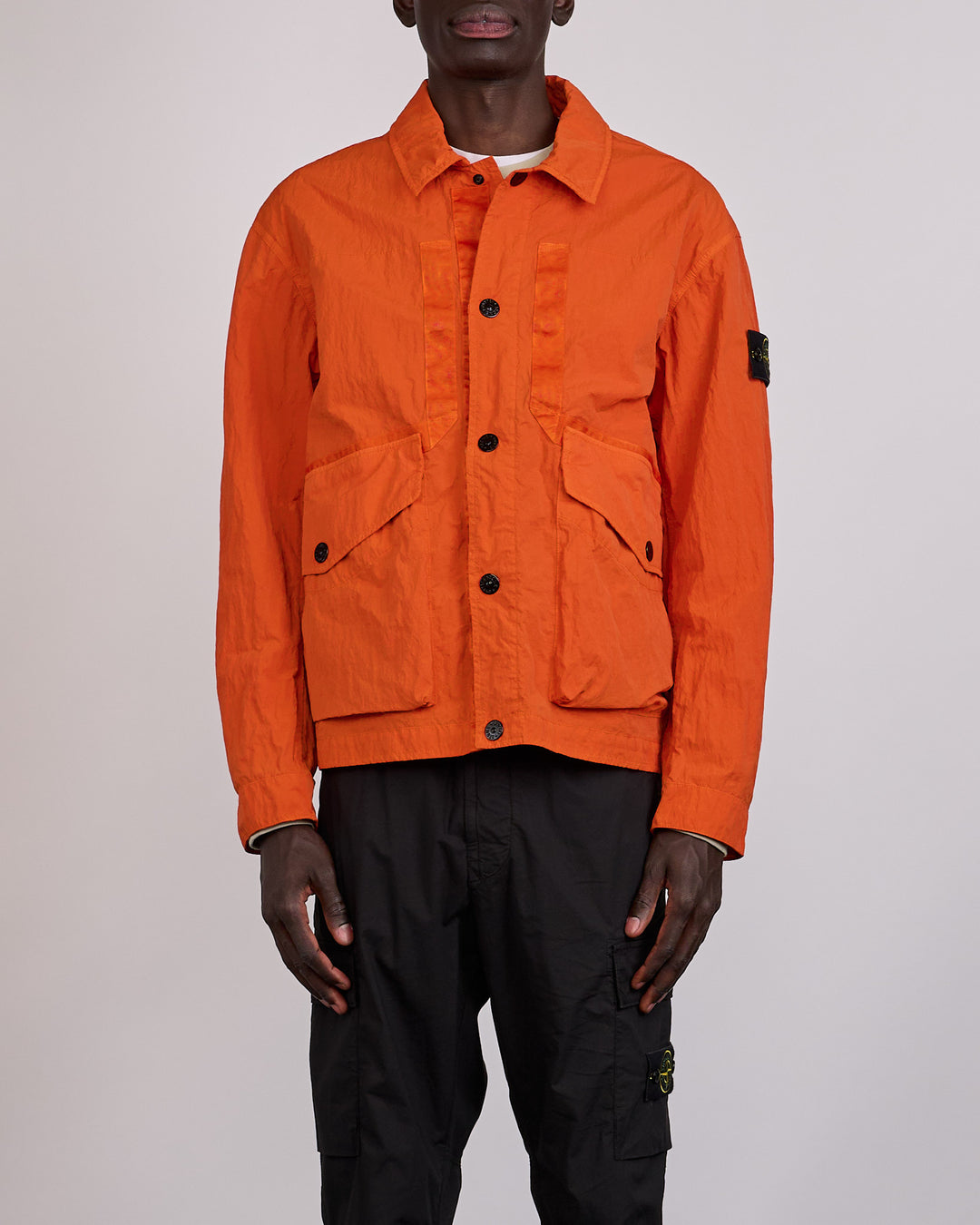 Stone Island Warp Rib Nylon-TC Cargo Jacket Burnt Orange