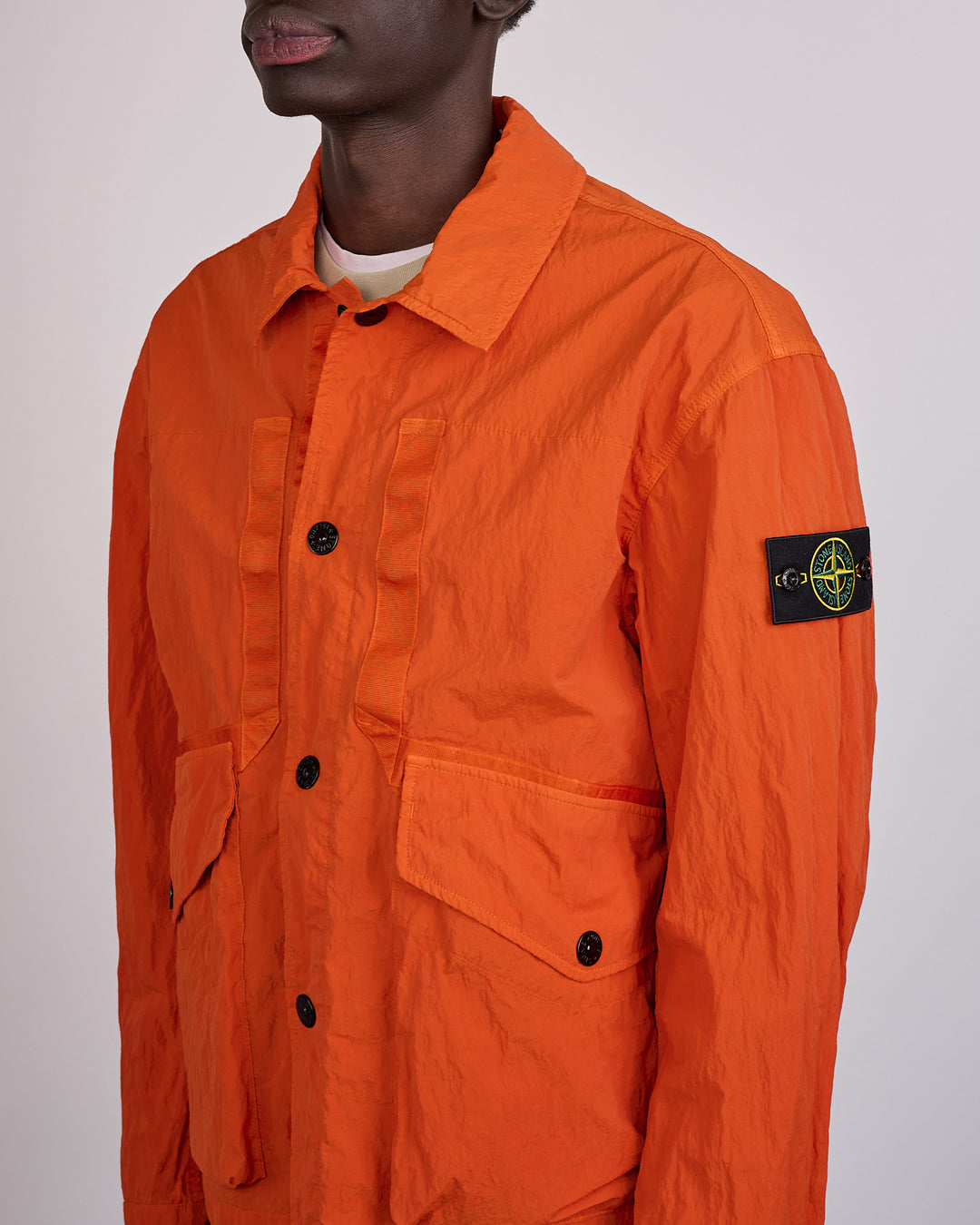 Stone Island Warp Rib Nylon-TC Cargo Jacket Burnt Orange