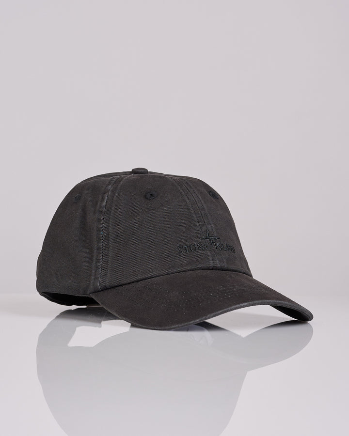 Stone Island Washed Gabardine Brushed Cap Black