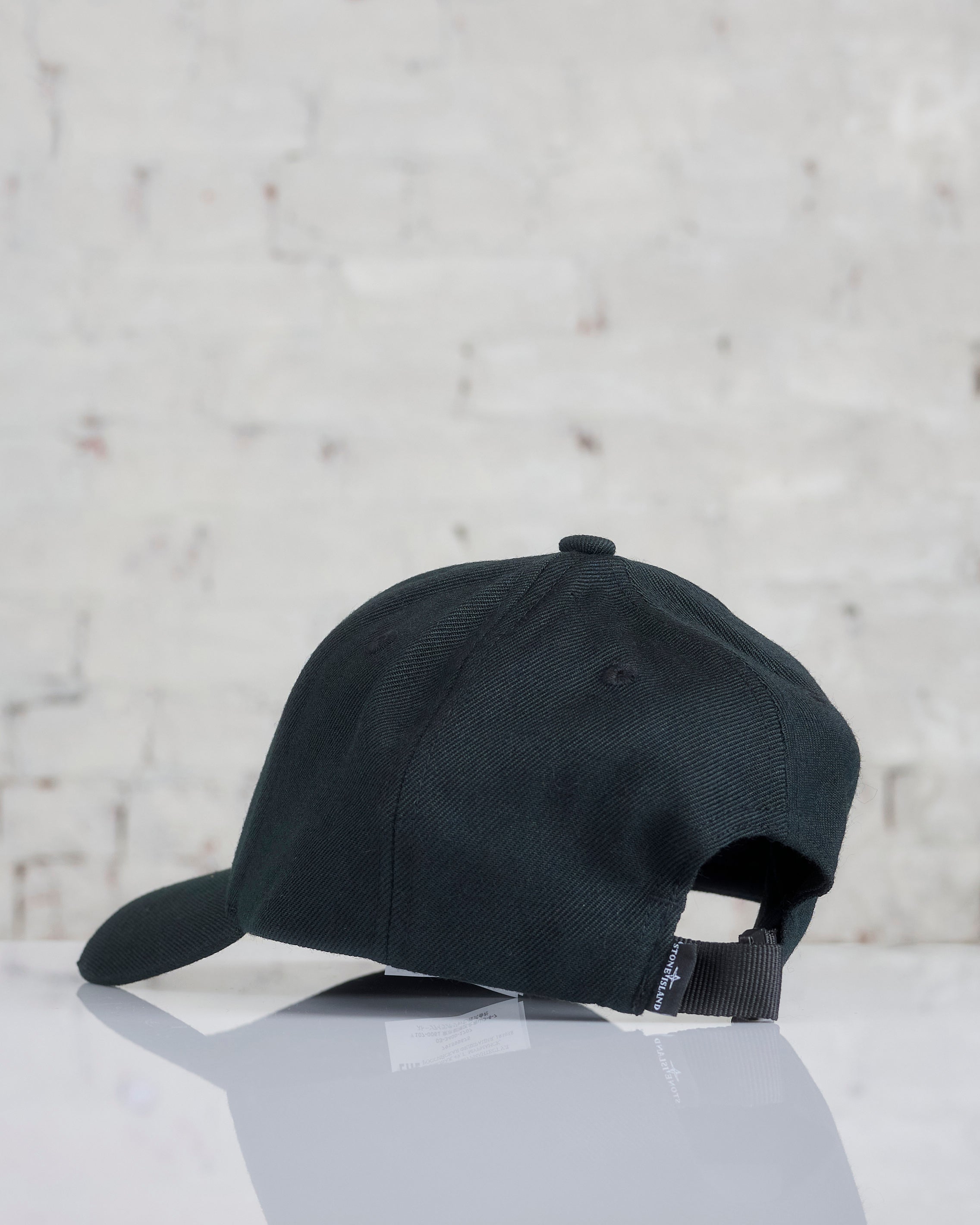 Stone Island Wool Blend Tonal Logo Cap Black