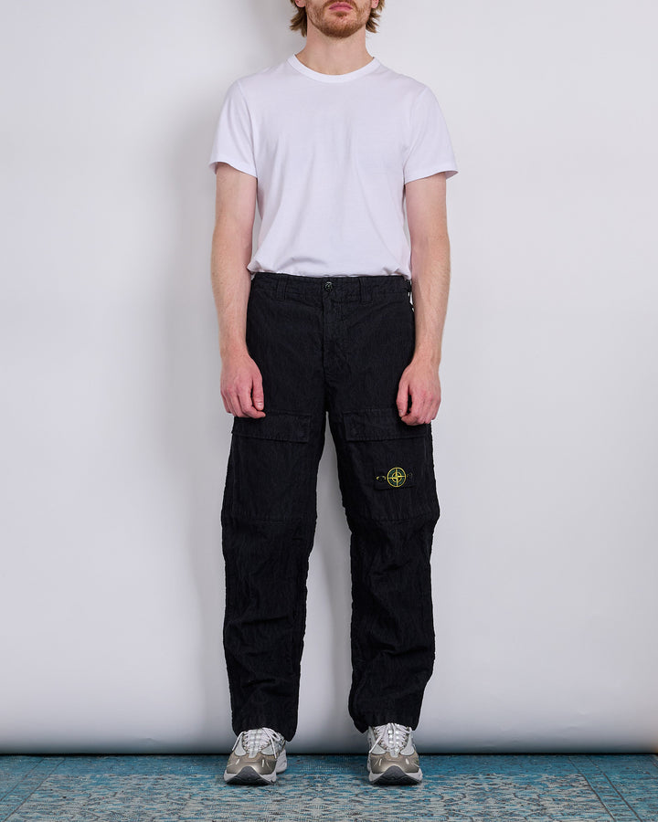 Stone Island Wrinkled Corduroy 500 Cargo Pant Black