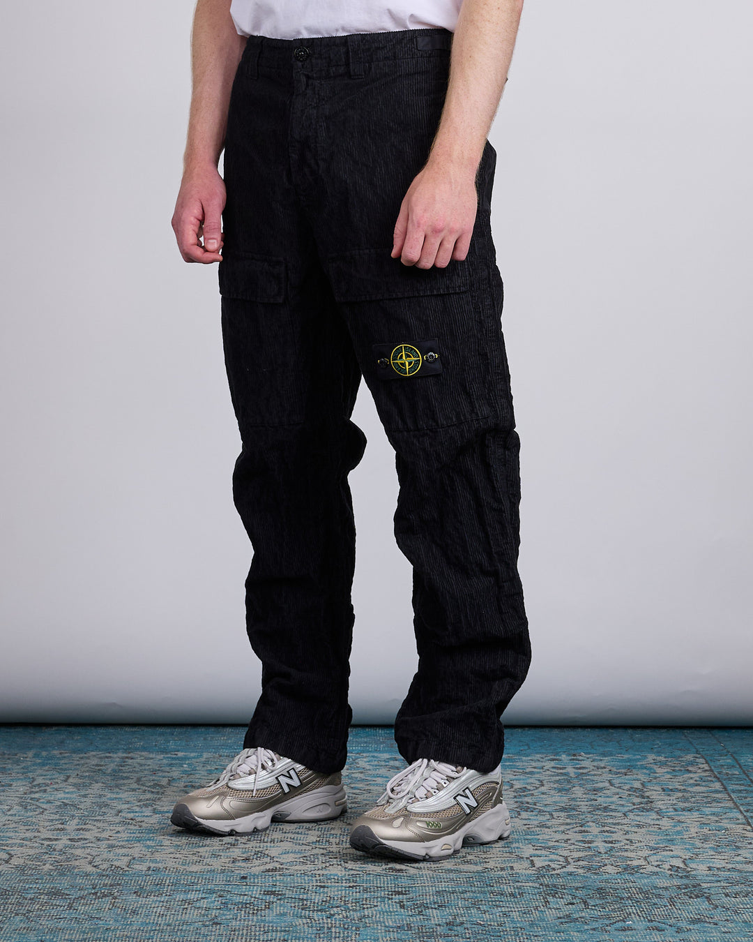 Stone Island Wrinkled Corduroy 500 Cargo Pant Black