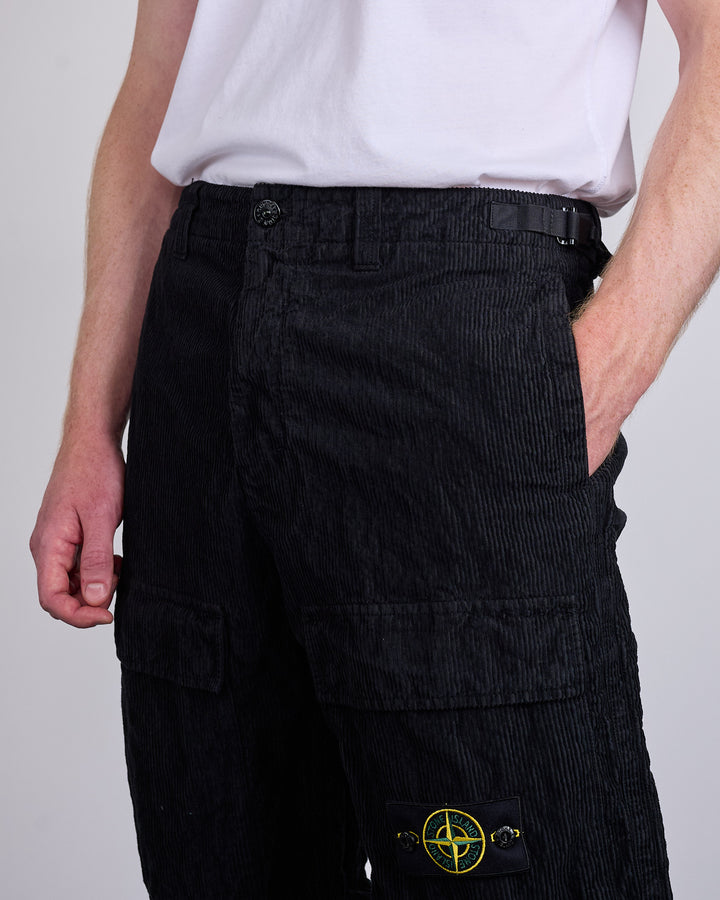Stone Island Wrinkled Corduroy 500 Cargo Pant Black