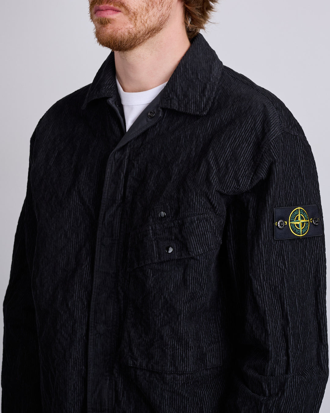 Stone Island Wrinkled Corduroy 500 Overshirt Black