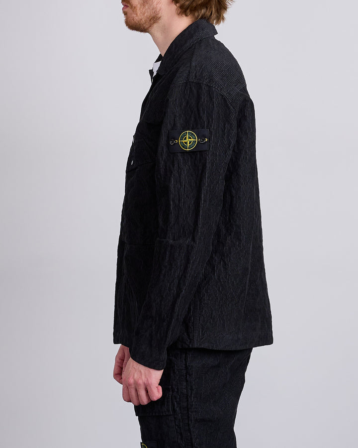Stone Island Wrinkled Corduroy 500 Overshirt Black