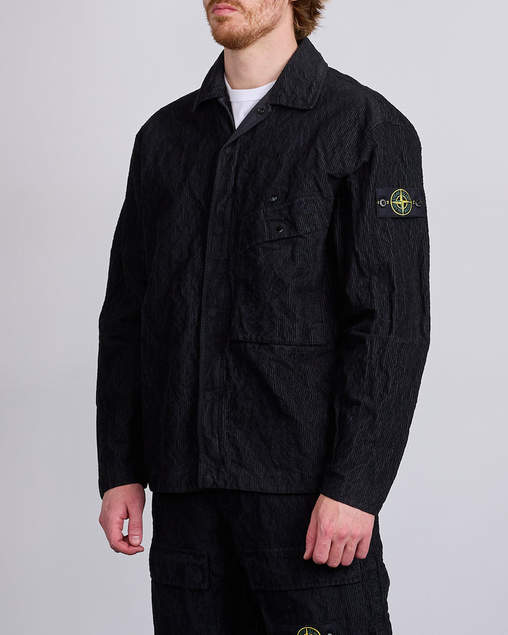 Stone Island Wrinkled Corduroy 500 Overshirt Black