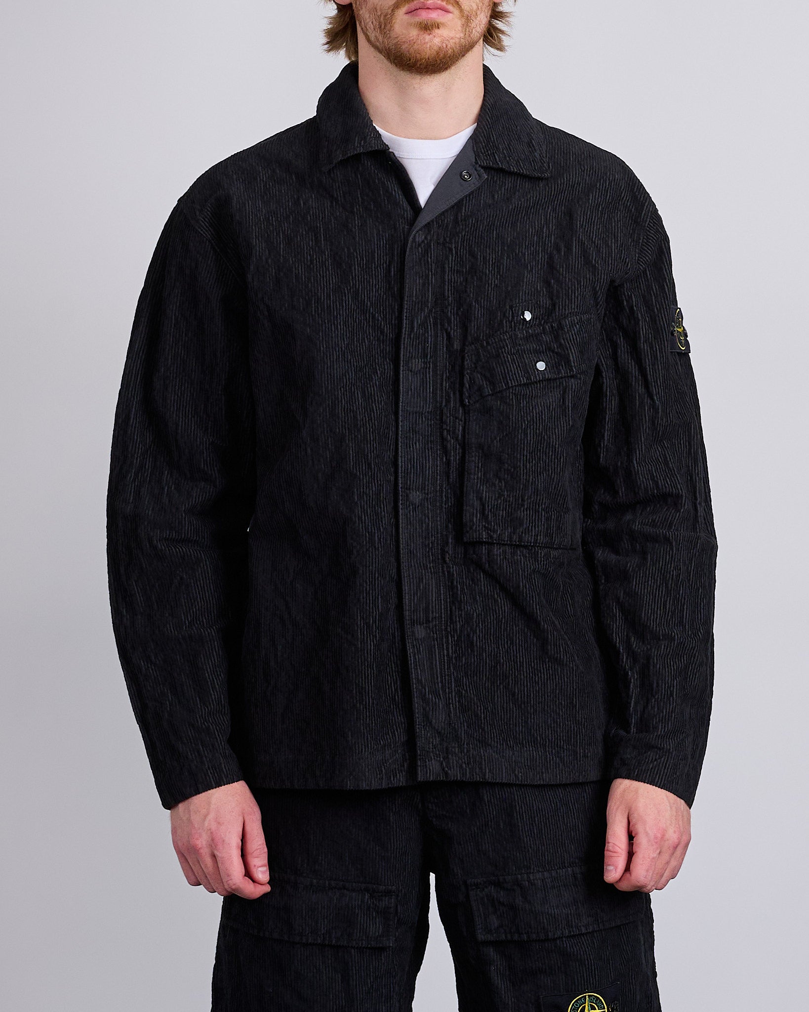 Stone Island Wrinkled Corduroy 500 Overshirt Black – LESS 17